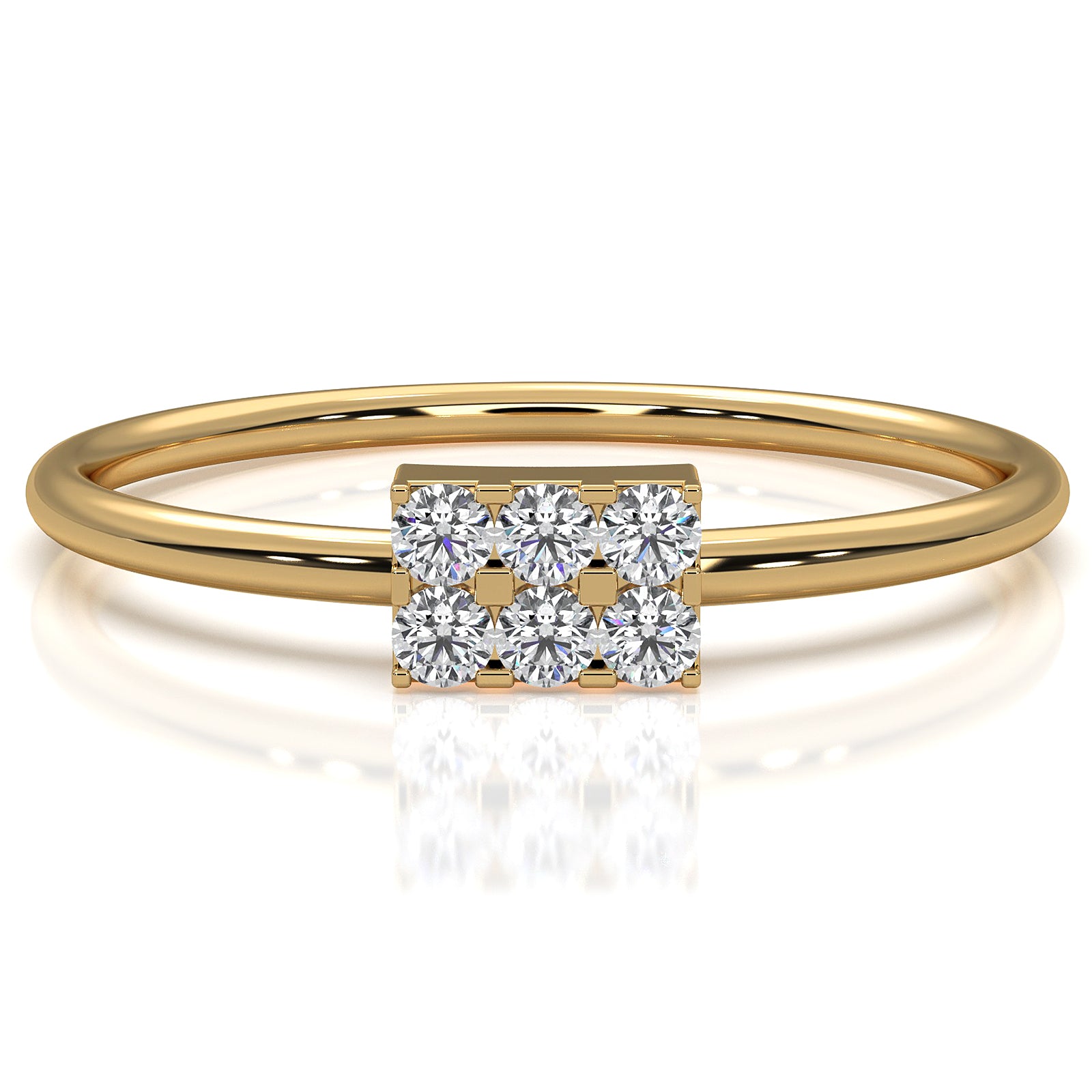 Slim Minimalist Rectangle Shape Lab Diamond Engagement Ring 0.11ctw.